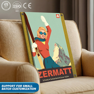 Décoration murale personnalisée, affiche moderne minimaliste de <span class=keywords><strong>ski</strong></span> imprimée UV, échantillon gratuit, peinture sur cuir PU pour la décoration de la maison, de l'hôtel, du pub, cadeau - Product Image 1