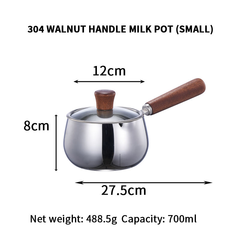 HC-Sapele หม้อนมด้ามไม้ขนาดเล็กสำหรับอาหารเด็ก (ขนาดเล็ก)