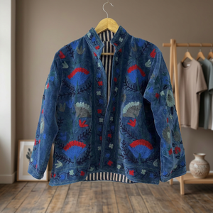 Chaqueta Bomber Suzani Tejida a Mano en Jaipur, India, Bordado a Mano, 100% Algodón, Estilo Étnico Bohemio, Otoño/Invierno, Venta al Por Mayor - Product Image 3