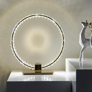 Lüks paslanmaz çelik K9 kristal masa lambası Modern yaratıcı altın yüzük LED masa lambası yatak odası başucu dekorasyon okuma işık - Product Image 3