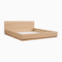Marco de cama de matrimonio de madera con plataforma baja de tamaño completo de lujo de estilo japonés con cabecero