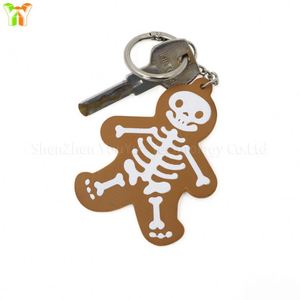 Porte-clés lumineux squelette d'Halloween au design créatif et moderne, en cuir PU, sérigraphié, durable, de haute qualité, promotionnel - Product Image 3