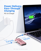 Hub USB-C 5-8 ports USB 3.2 10 Gbps avec PD 100W pour lecteur de cartes SD TF 2.1 en alliage d'aluminium, station d'accueil Type-C pour ordinateur portable/téléphone – En stock