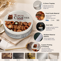 Boîte à biscuits ronde vide de qualité alimentaire avec couvercles, grand récipient de rangement en métal pour emballage de paniers-cadeaux, écologique
