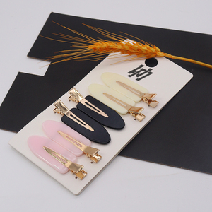 Logo personnalisé sans pli pinces à cheveux sans pli 6.5cm épingles à cheveux en bec de canard plat Barrette pour maquillage acétate sans courbure pinces à cheveux fantaisie - Product Image 4