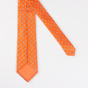 Оранжевый ручной работы плетеный галстук с узором пейсли, модные итальянские шелковые галстуки для мужчин на заказ - Product Image 5