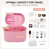 NOVOTE Trousse de Maquillage en Cuir Vintage à Motif Autruche avec Fermeture Éclair, Grande Capacité, Organisateur de Voyage, Sac de Toilette