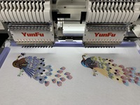 Machine à broder automatique Janome YunFu à deux têtes, 12-15 aiguilles, pour broderie de t-shirts, avec table de travail personnalisée A15