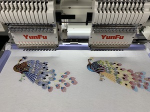 YunFu Two Head <strong>Janome</strong> Embroidery <strong>Sewing</strong> <strong>Machine</strong> 12 15 Needles Automatic HSW t Shirt Embroidery Custom Worktable A15 Tajima
