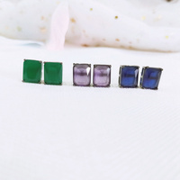 Joyería de Brasil personalizada chapado en oro Semi Joias Esmeralda fusión piedra Stud pendientes mujeres