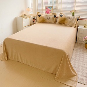 ODM/OEM Winter Warm High Gram Weight Milk Velvet Home Textiles Brown <strong>Bedsheet</strong> 230gsm Bedding Set Supplier - Product Image 4