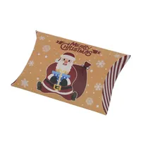 Vente en gros de boîtes cadeaux de Noël avec motif Père Noël, boîte en papier kraft brun pour emballage cadeau