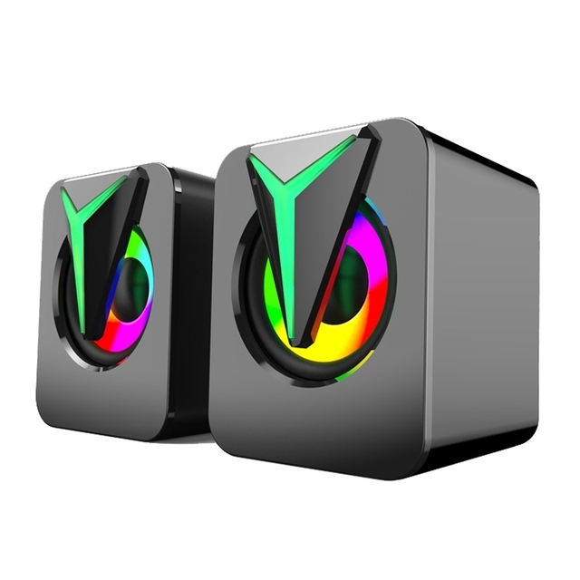 Mini RGB Music Player Box Colorful Lighting 2 Set Speakers Desktop Computer Speaker