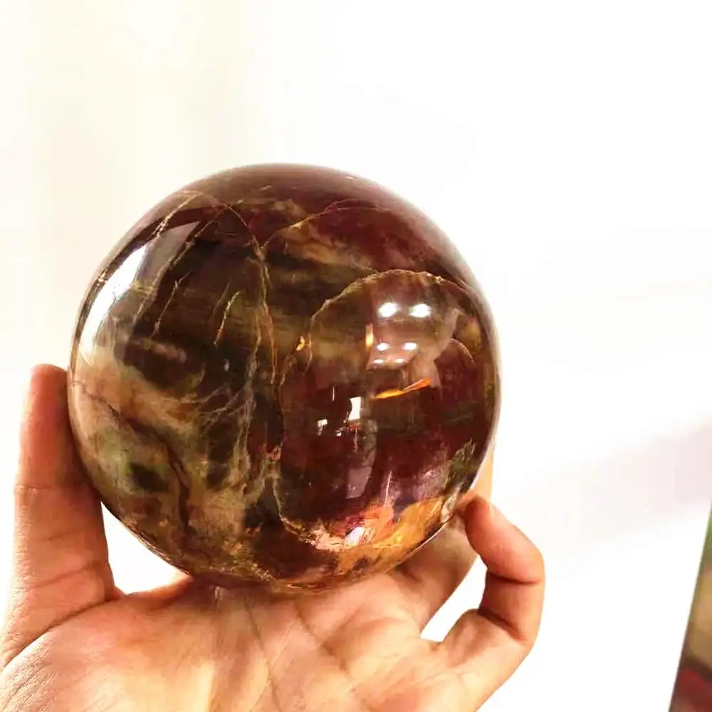Bola de cristal de pokemon, bola natural polida real cru semi preciosa de madeira