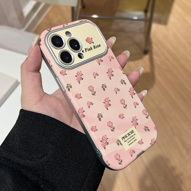 Retro Pink Rose TPU Embossed Shockproof Phone Case for 17 Pro Soft Protective Case
