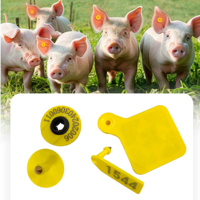 Custom Electronic Barcode RFID Animal Ear Tags Round Tag Tracking for Dogs Cats Goats Cattle Pigs Chickens Rabbits