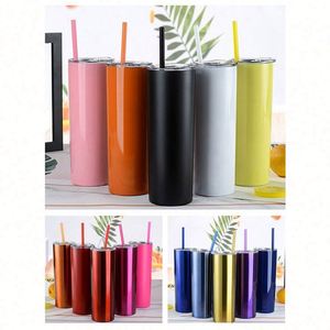 Vaso Térmico de Acero Inoxidable de 20oz con Logotipo Personalizado, Doble Pared, Recto, para Sublimación, Taza de Café Delgada con Pajita y Tapa - Product Image 6