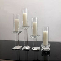 Ensemble de bougeoirs en cristal élégants, modernes et romantiques, très demandés, pour centre de table transparent, décoration intérieure, mariage, Saint-Valentin, fête