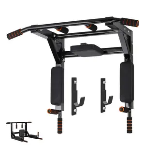 Hot Selling Multifunctionele Stalen Gym Muur Gemonteerde Pull-Up Bar Zwarte Deuropening Kin Up Dip Stand Indoor Parallelle Staven