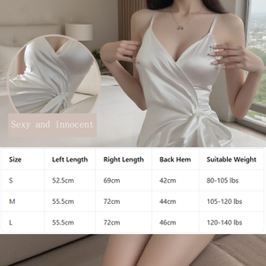 Camisón sexy de satén para mujer, ropa de dormir morada sin mangas con detalle de lazo, vestido de lencería de tela suave para uso nocturno - Product Image 6