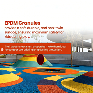 Granulés de caoutchouc EPDM de qualité supérieure, multicolores, surface douce au toucher, anti-reflet, résistants à la décoloration, aux UV et à l'usure, pour parcs d'attractions. - Product Image 4
