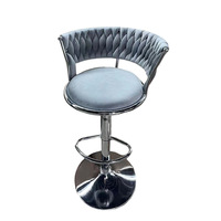 Chaises de bar modernes en cuir de luxe Yazhi Nordic, hautes, en métal doré et velours rose, pour table de bar