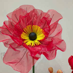 <span class=keywords><strong>Flores</strong></span> Gigantes de Papel Hechas a Mano en Tono Rojo, de Lujo, para Decoración de Bodas, Fondos de Ventanas y Salones de Eventos - Product Image 3
