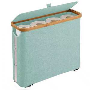 Panier de rangement pliable en tissu Oxford avec fenêtre de visualisation transparente et couvercle, style classique, pour toilettes - Product Image 3