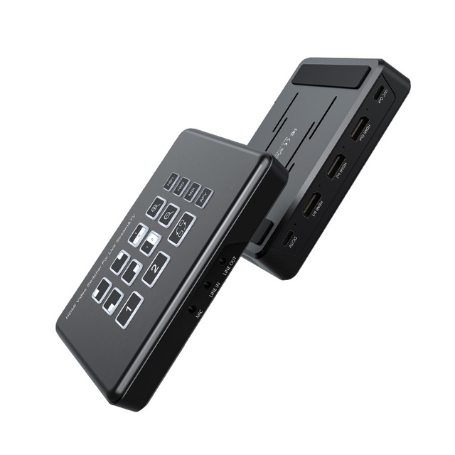 Eborm Personal Live Streaming Mixer2 in 1out HDMI Video Switcher Live Streaming Broadcast USB C Record with Mic Line Mixing