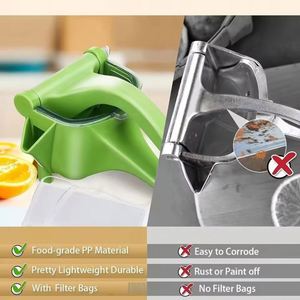 Presse-agrumes manuel en plastique de qualité alimentaire, vert, facile à nettoyer, pour fruits, oranges, citrons, citrons verts - Prix de gros - Product Image 2