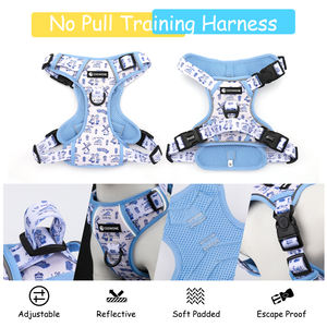 Arnés OEM personalizado para mascotas, juego de arnés para perros sin tirones, sarga acolchada de lujo, bolsa para tratar, collar, paquete de correa, bajo MOQ, suministro de fábrica - Product Image 4