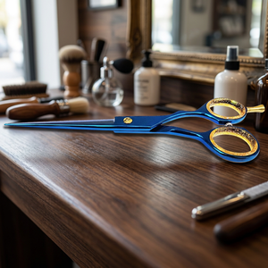Tijeras de Peluquería Profesionales de Acero Inoxidable al por Mayor - Color Negro y Dorado, Punta Redonda, para Diestros, Tijeras de Corte para Barbería - Product Image 3