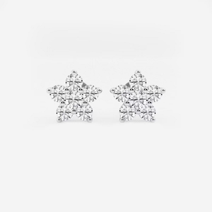 Boucles d'oreilles clous fleur en diamant rond de 1 1/2 carat cultivé en laboratoire, bijoux élégants et étincelants, parfaits pour le quotidien et les occasions spéciales - Product Image 2