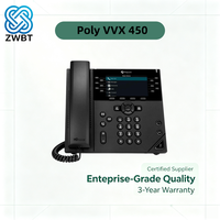 Téléphone IP professionnel Polycom VVX 450, 12 touches de numérotation, écran LCD couleur 4,3 pouces, Ethernet Gigabit PoE, voix HD pour Microsoft Skype for Business