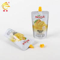 Sachets Doypack à bec verseur en plastique, imprimés avec logo personnalisé, pelliculés, micro-ondables, résistants aux hautes températures et stérilisables, pour jus de fruits