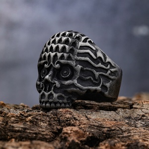 Nhà Máy instock Vintage <span class=keywords><strong>Punk</strong></span> Nhẫn <span class=keywords><strong>Set</strong></span>, thép không gỉ Gothic Biker Nhẫn Skeleton Skull Nhẫn size7-13 - Product Image 2