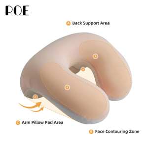 Oreiller de sieste pour dormeurs latéraux, en mousse à mémoire de forme matelassée, pour le cou, compact, portable, ergonomique, lavable - Product Image 3