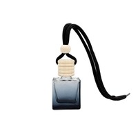 Flacon diffuseur de parfum suspendu pour voiture, en verre dépoli carré de luxe, 8 ml, avec bouchon à vis