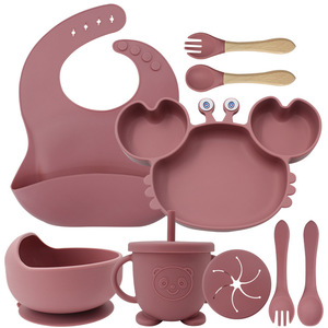 XLEE Plateau de <span class=keywords><strong>repas</strong></span> en silicone de qualité alimentaire pour enfants <span class=keywords><strong>Ensemble</strong></span> d'alimentation pour bébé avec bol à fond d'aspiration et cuillère Vaisselle pour enfants - Product Image 1