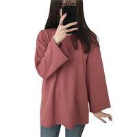 (M-3XL) Nouvelle arrivée T-shirt à manches longues pour femmes, style ample, couleur unie, col rond, chemise intérieure, 11 couleurs