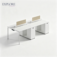 Poste de travail modulaire en bois moderne pour bureau, système de bureau modulaire 4/6/8 places avec cloison de séparation et prise de courant intégrée pour bureau commercial