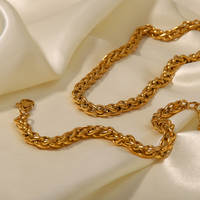 Nouvelle Parure de Bijoux Tendance en Acier Inoxydable Plaqué Or 18 Carats et Plaqué Argent, Bracelet Étanche et Collier Massif pour Filles