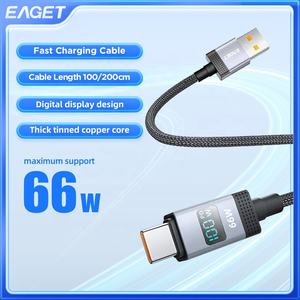 Para EAGET EU417 Super Fast 66W Cable de datos de carga Tipo-C a <span class=keywords><strong>USB</strong></span> Cable trenzado con pantalla de visualización Venta al por mayor Teléfono y cabina de computadora - Product Image 3
