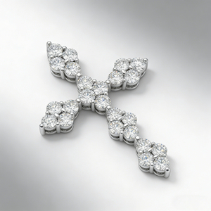 CUSTOM SILVER 10K/14K/18K GOLD PLATED LAB GROWN CVD DIAMOND CLASSIC ENGAGEMENT GIFT SWEATER <b>CHAIN</b> NECKLACE <b>CROSS</b> PENDANT - Product Image 3