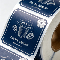 Étiquettes de café vintage personnalisées, écologiques, imperméables, autocollantes, impression vinyle à l'encre blanche, emballage pour tasses de café