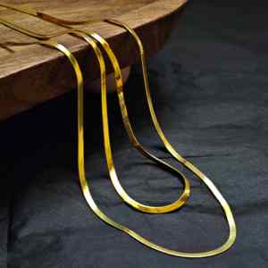 Dây chuyền kiểu xương cá/rắn bằng thép không gỉ mạ vàng <span class=keywords><strong>14k</strong></span>, chất liệu chắc chắn, kiểu Ý, kích thước 2mm 4mm, dành cho nữ và nam - Product Image 2