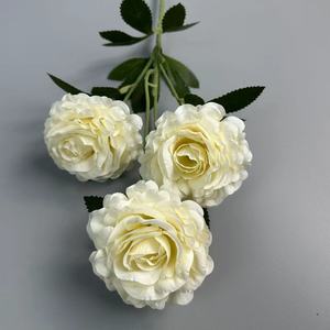 Style européen unique branche romaine <span class=keywords><strong>Rose</strong></span> salle de mariage à trois têtes parfumé neige tissu fleur en gros plantes décoratives - Product Image 6