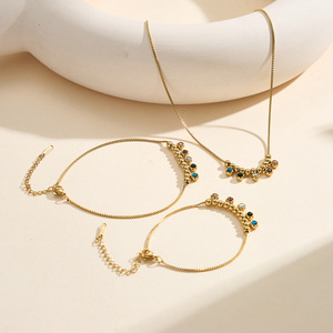 Pulsera de Cadena y Eslabones de Acero Inoxidable 304 de Moda, con Piedras de Circonio Multicolor, Chapada en Oro de 18K, Joyería para Mujer, Regalo - Product Image 6