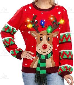 Christmas <strong>Xmas</strong> <strong>Jumper</strong> Factory Custom Women Adult Jacquard Deer Music Ugly Christmas Sweater <strong>Jumper</strong> With Led Lights - Product Image 3