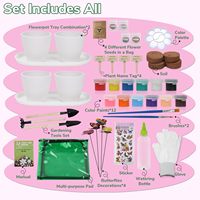 Kit de jardinage pour enfants à 4 pots - Arts et artisanat éducatifs pour les plantes et les fleurs pour les enfants de 5 à 12 ans Activités de printemps Cadeau d'anniversaire/Pâques